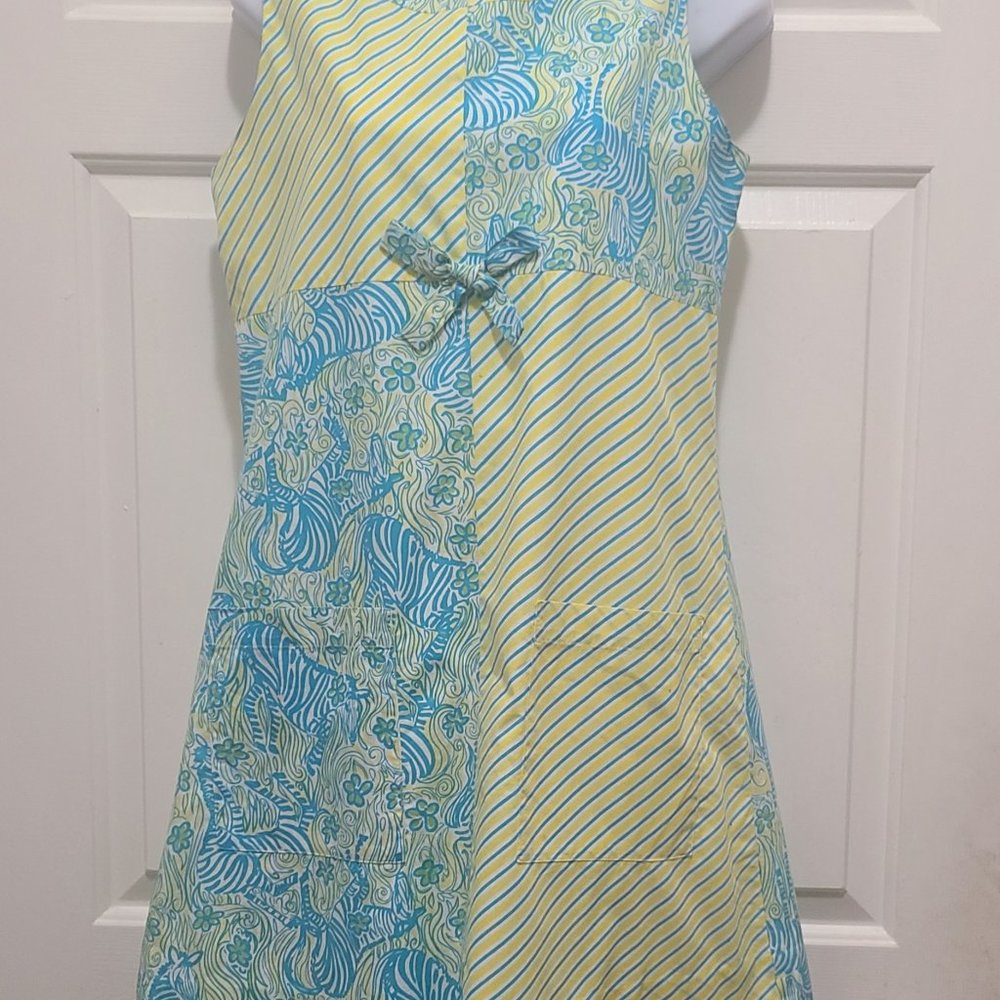Vintage Lily Pulitzer Sleeveless Patch Pocket Size 6 Lined Cotton Shift Dress PO